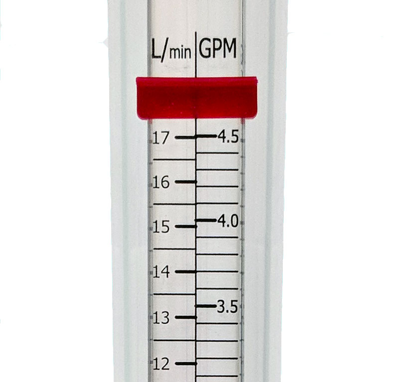 Rotameter dual graduations in l/min and GPM